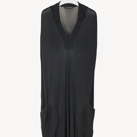 Marie Saint Pierre Black Crepe-Jersey Polo Midi Dress - Picture 1 of 9